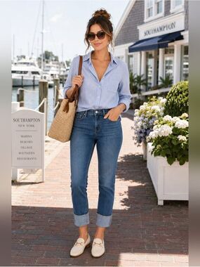 NYDJ Slim Ankle Jeans Coastal Cuff Quiet Luxury Denim NWT Sz 8